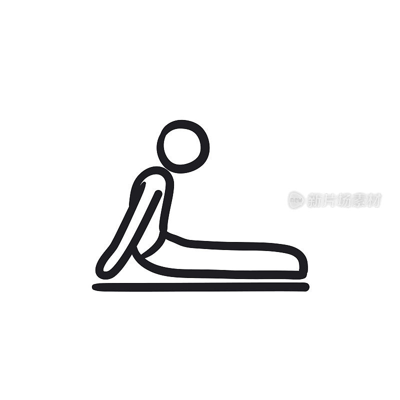 Man practicing yoga sketch icon